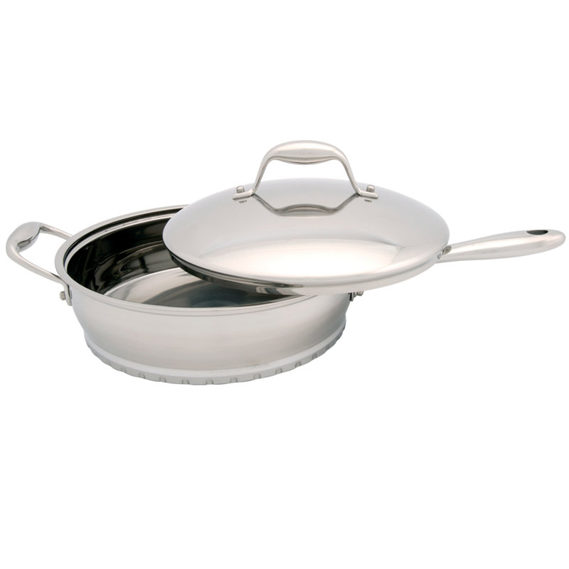 Essentials 9.5" 18/10 SS Cov Deep Skillet 2.6Qt, Zeno