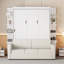 Queen Size Murphy Bed Wall Bed With Sofa,White