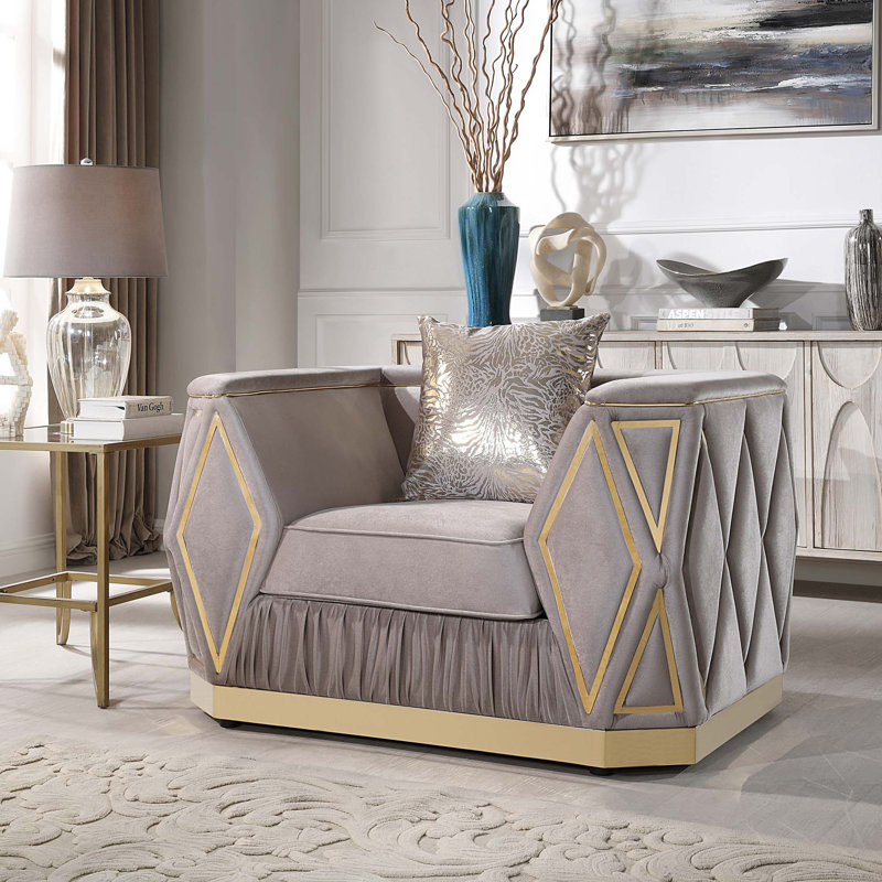 Chaise d'appoint contemporaine à motif de losanges avec structure en bois