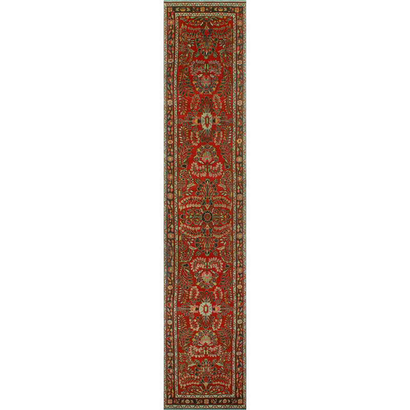 One-of-a-Kind 3'4" X 16'10" 1980s Runner Wool Area Rug in