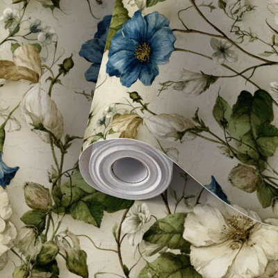 Papier peint auto-adhésif à peler et à coller avec vigne florale élégante auto-adhésive et amovible 17,7 po x 118 po (45 x 300 cm)