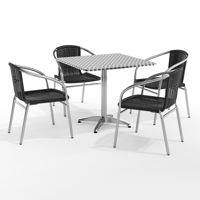 Ensemble de table carrée intérieur / extérieur 27,5 po Haverhill, Noir, 31.5"
