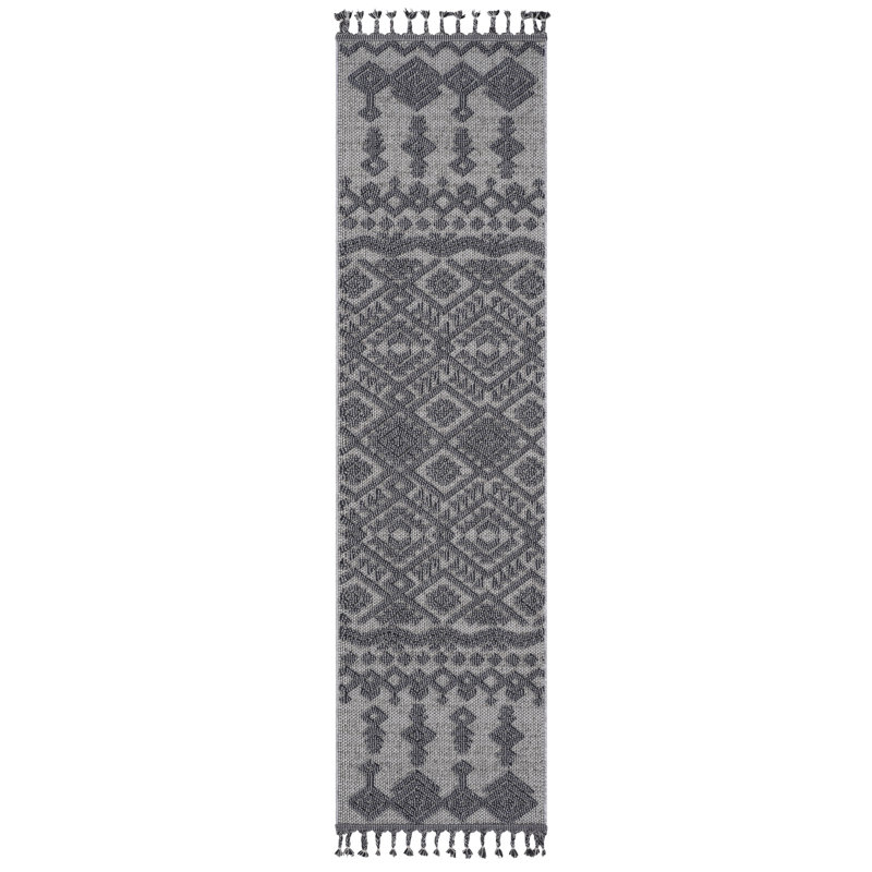 Tapis tissé 2X8 et blanc / gris