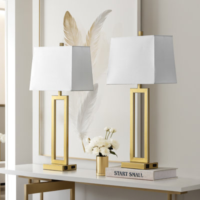 Samarah 28.5" Metal Table Lamp Set with USB, Type-C Ports and Built-in Outlet