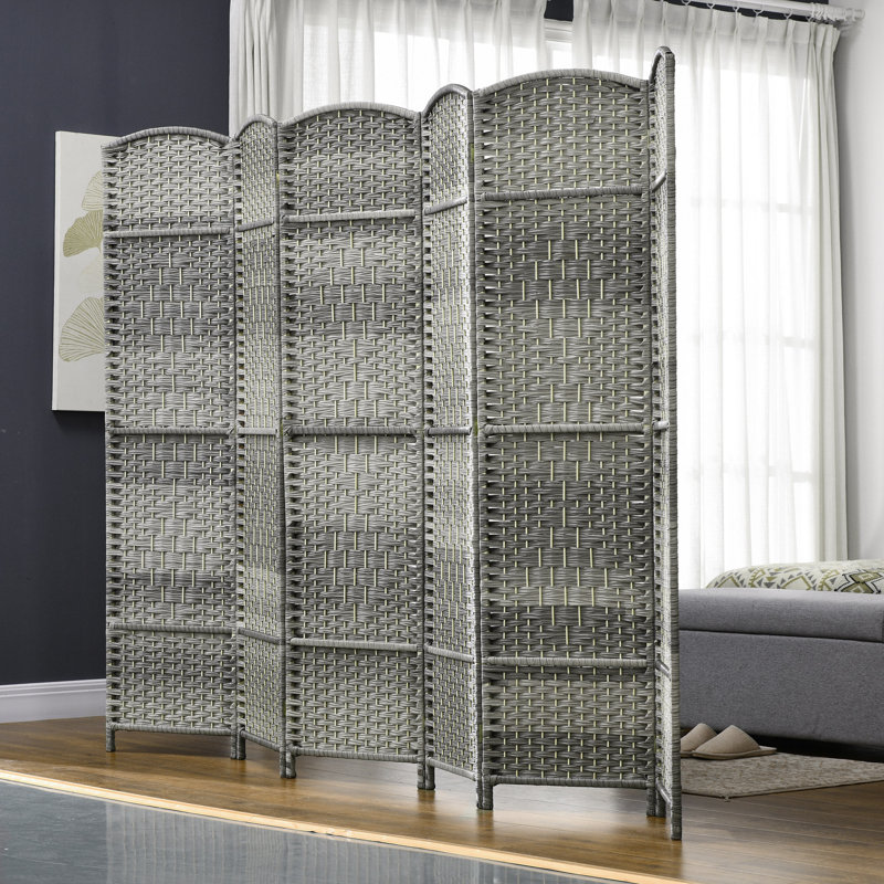 Cloison pliante en bois massif Sharod, Gris, H 70,9 po x l 106,3 po 