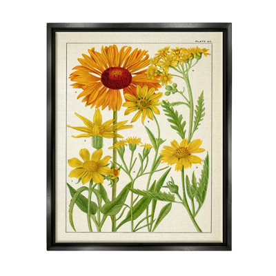 «Red Barrel Studio®, art floral jaune encadré par Floater par Piddix