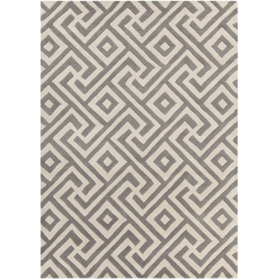 Acworth Authentic Hand-Tufted Handmade Cream & Gray Modern Geometric Wool Area Rug