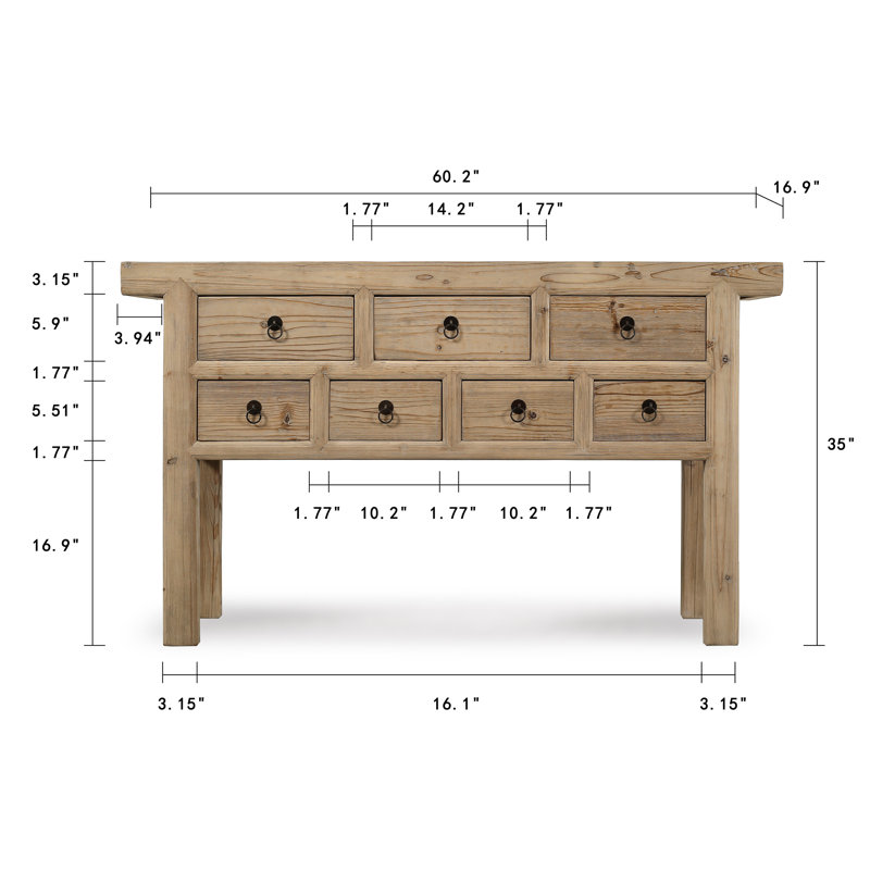 Capri Solid Wood Sideboard, Brown, 35"H x 60"W x 16.7"D