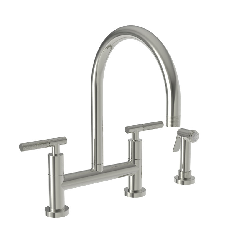 Muncy Kitchen Bridge Faucet with Side Spray, Polished Nickel