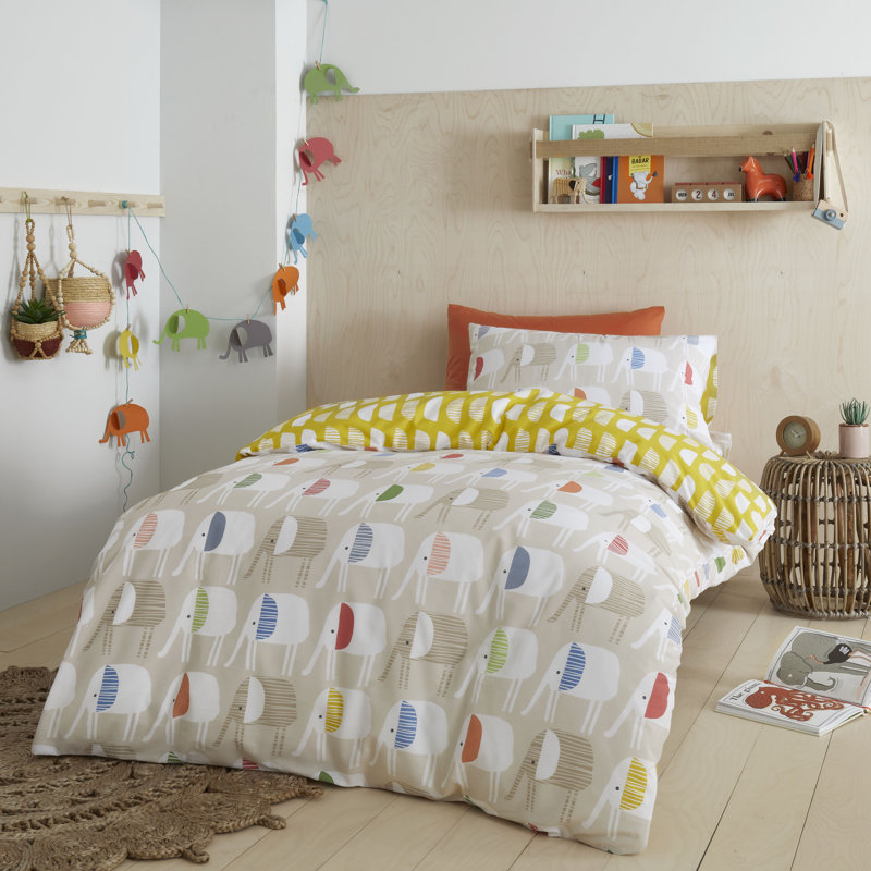 Pineapple Elephant Minbu Duvet Cover Set, Single Duvet Cover + 1 Standard Pillowcase