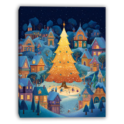 «Village Tree Gathering», art mural sur toile