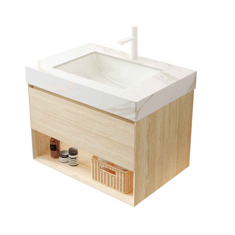 Luxueux lavabos de salle de bain en céramique dorée 30 po Calacatta, style moderne