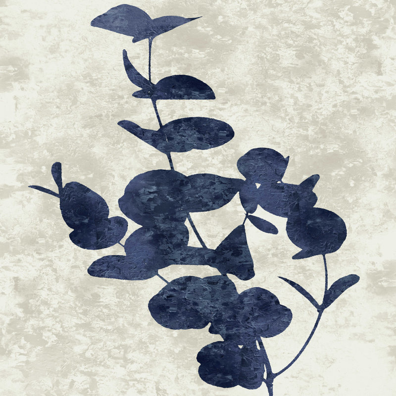 Marine et brun clair floral 1 - peinture sur toile tendue, H 12 po x l 12 po x P 1,25 po