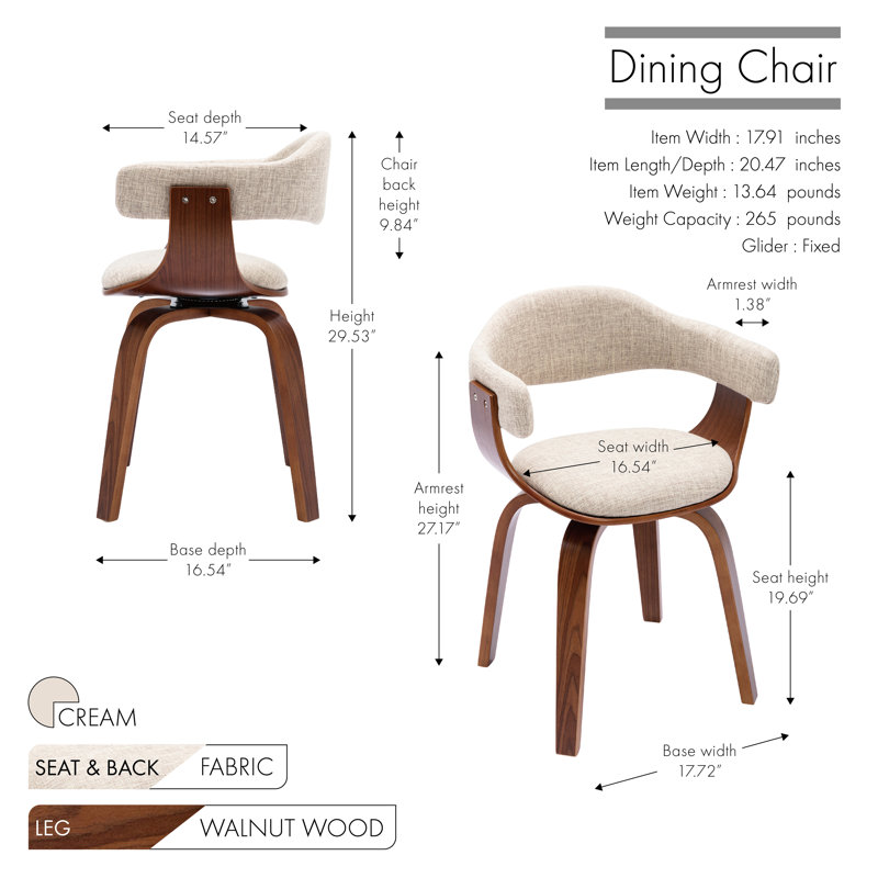 Fischer Upholstered Dining Chair, Cream