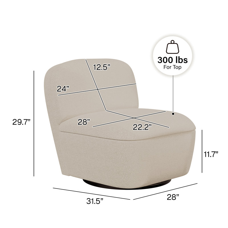 Chaise d'appoint rembourrée pivotante à 360 degrés avec rangement caché - ensemble de 2, Beige
