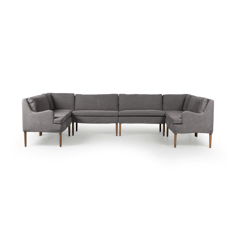 Aurelia 6-Piece Sectional, 34.5" H x 131" W x 75" D, Broadway Denim Linen