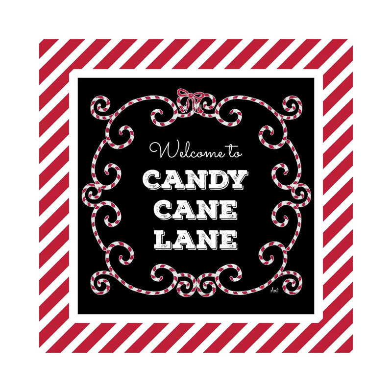 Welcome To Candy Cane Lane by Andi Metz - Wrapped Canvas Print, 45.72 cm H x 45.72 cm W x 1.91 cm D