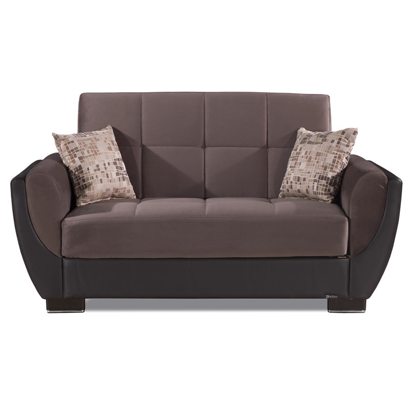 Canapé-lit avec rangement en tissu 3 en 1 Jaliah, Marron foncé, H 38 po x l 71 po x P 37 po