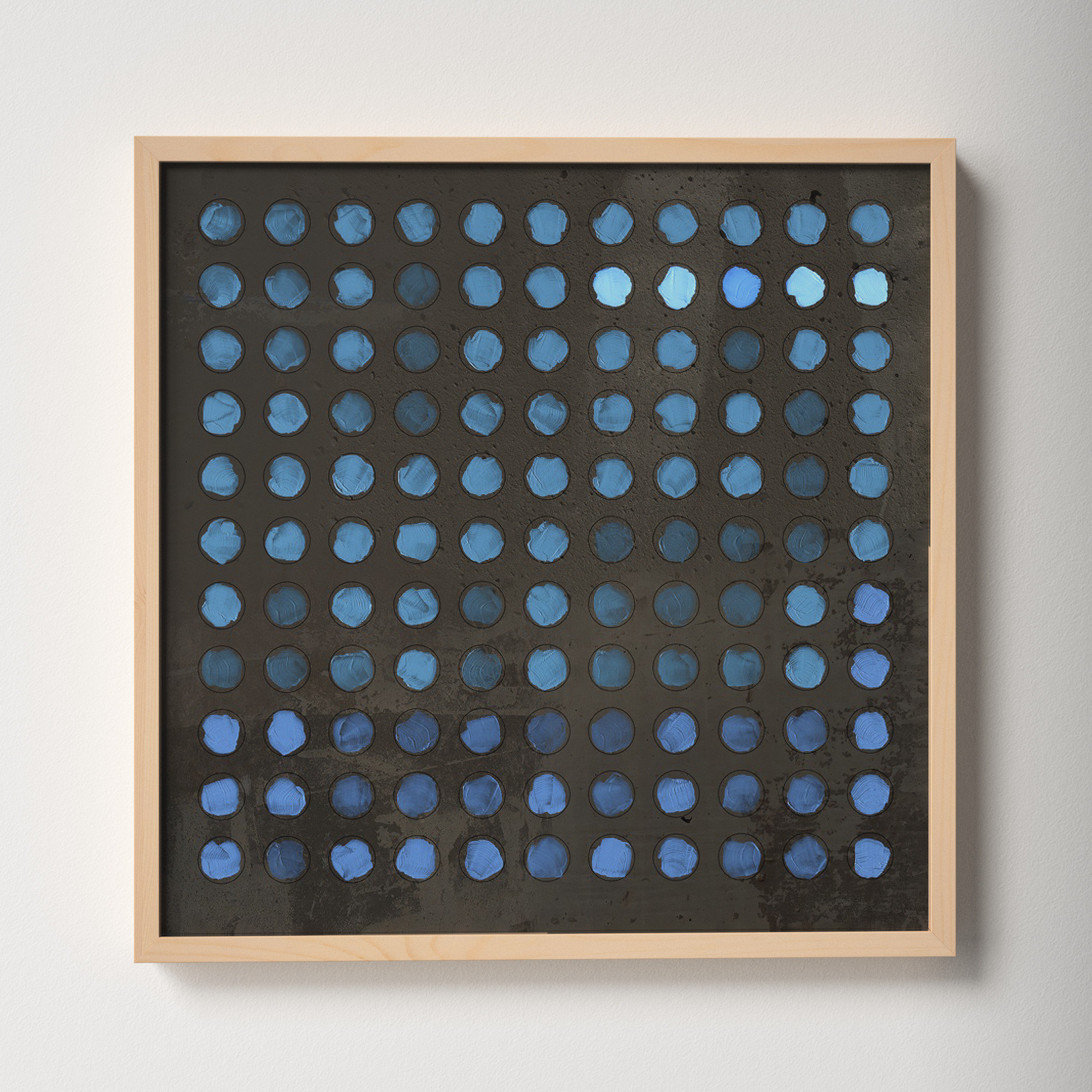 Squared Circles 5 by Jacques Pilon, 16" H x 16" W x 1.25" D, Brown