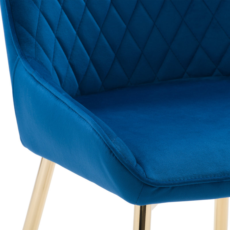 Chaise d'appoint en velours Maurio, Bleu marine