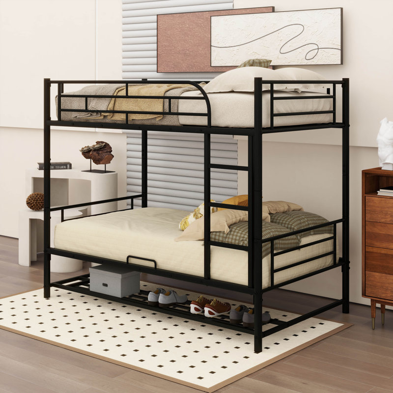 Manter Kids Metal Bunk Bed, Black, Full
