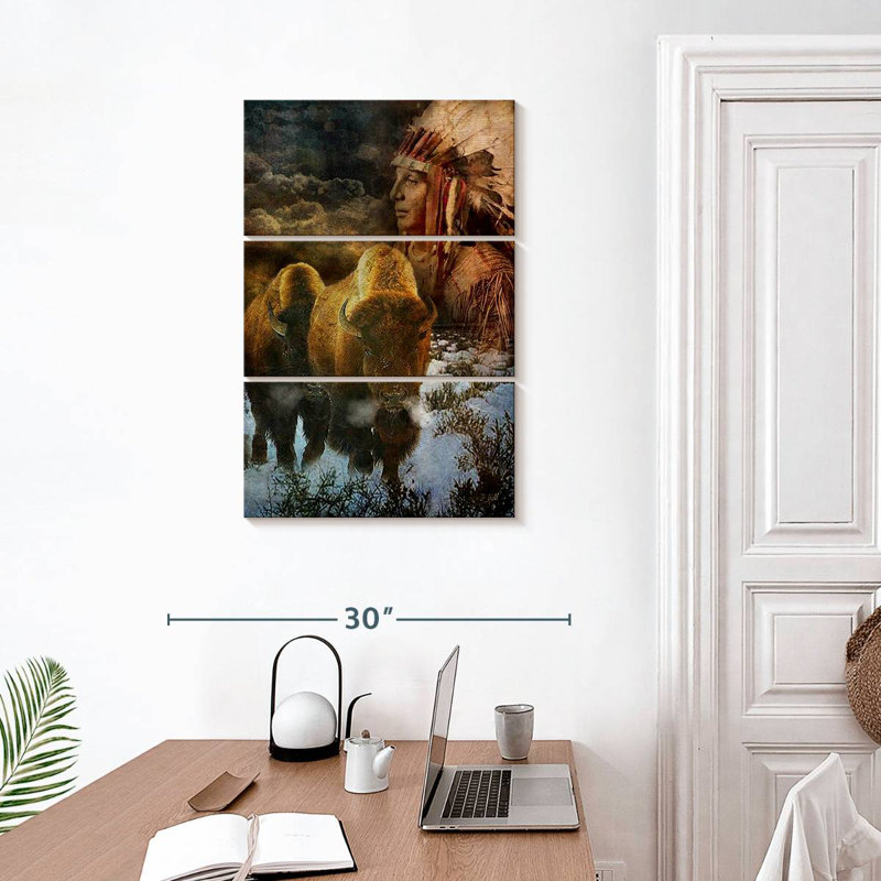 Lelar Bison And The Chief, 32" H x 20" W