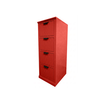 Fluted Solid Wood 4 Drawer File Cabinet