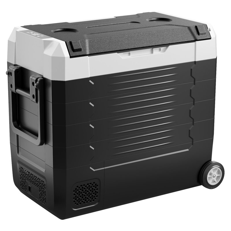 Car Refrigerator, DC 12/24V AC100-240V Compressor Electric Cooler,  -4°F to 68°F Truck Refrigerator with APP Control, Wheels & Dual Zone, 58 QT Cars Cooler for RVs, Boats, Camping, Fishing
