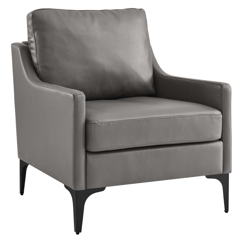 Fauteuil en cuir Corland, Similicuir gris
