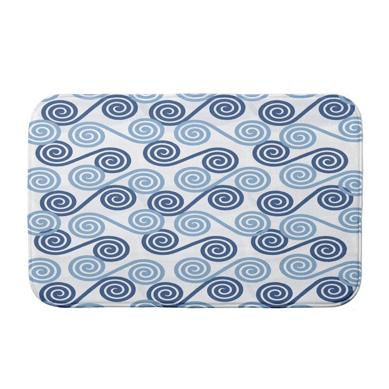 Tapis de bain Lowman Curl, H 18 po x L 30 po, Bleu