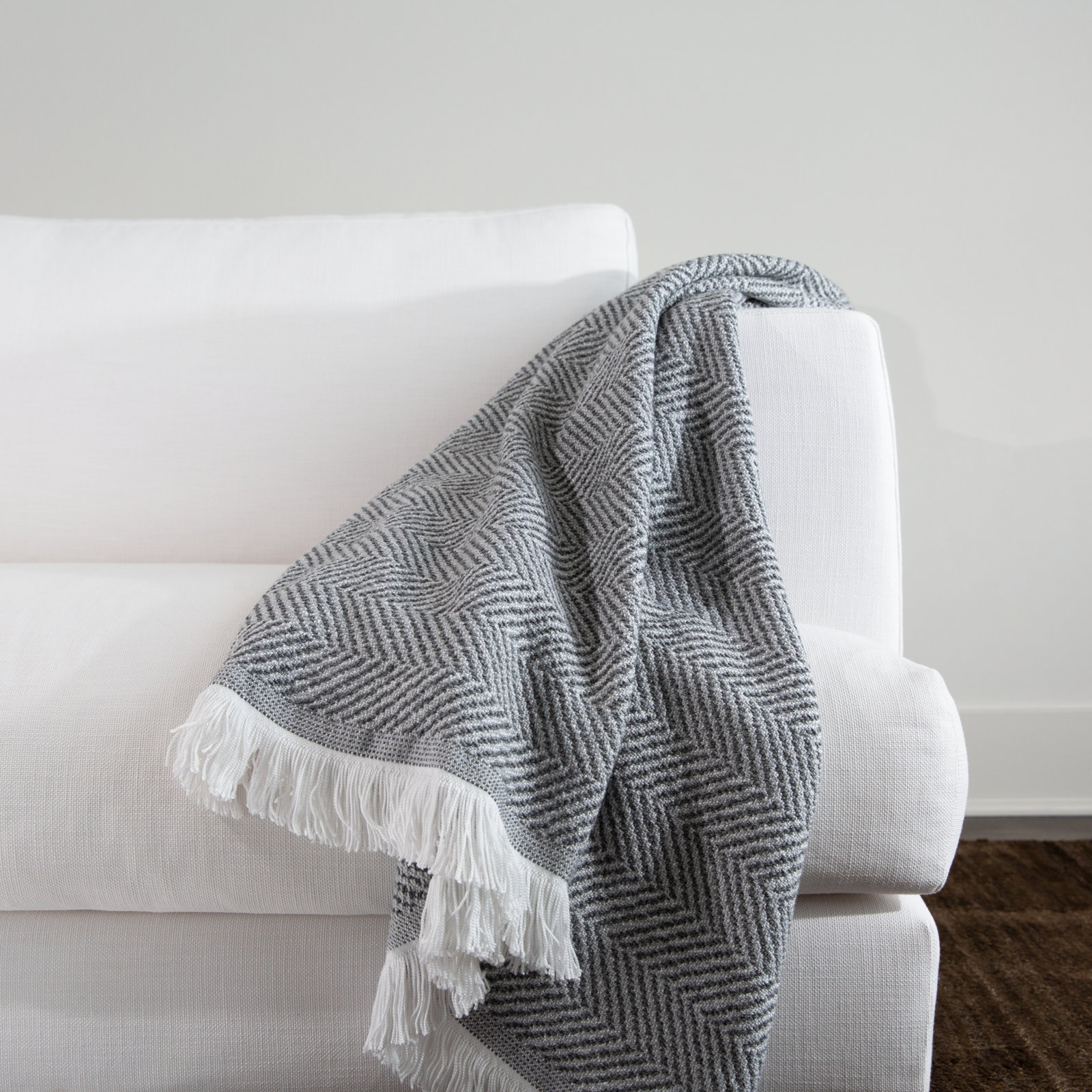 Sunbrella Eakins Throw Blanket, Pewter