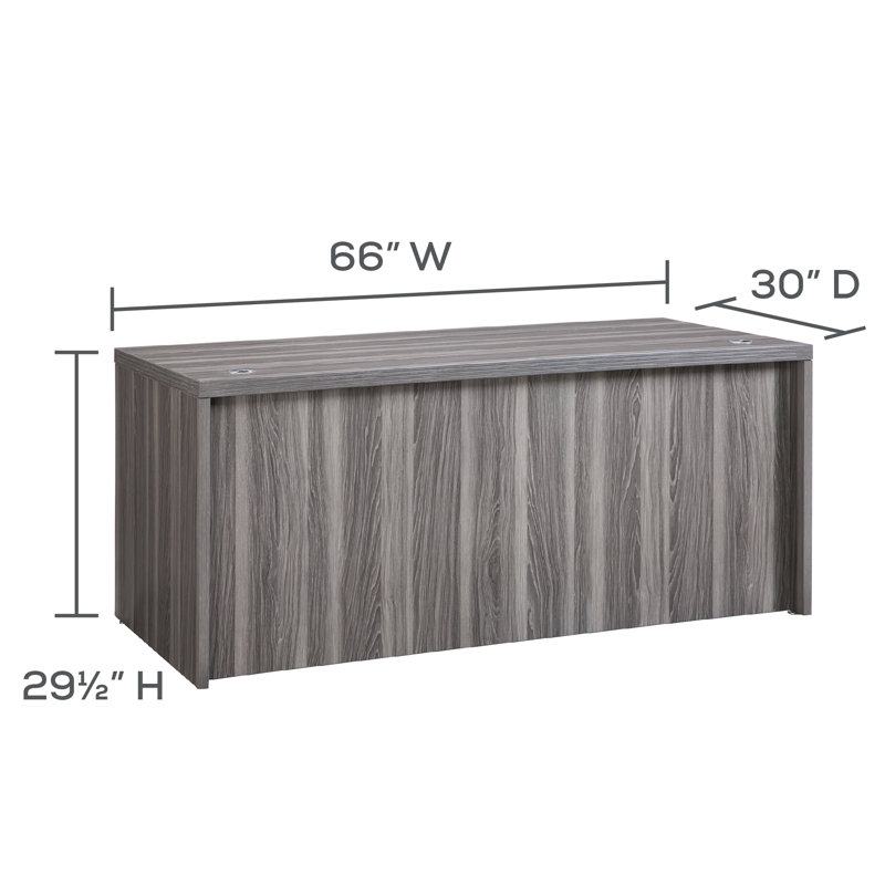 Aberdeen Desk Shell, 29.5" H x 66" W x 30" D, Gray Steel