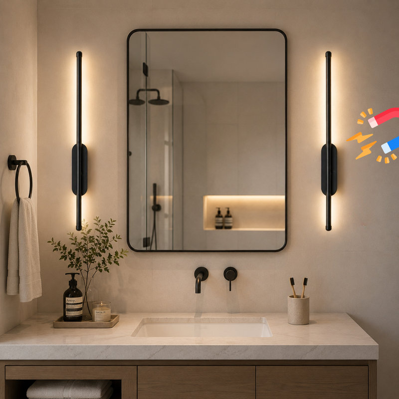 Ensemble de 2 appliques murales longues 23,6 "minimalistes, rechargeables, magnétiques, avec température de couleur 3