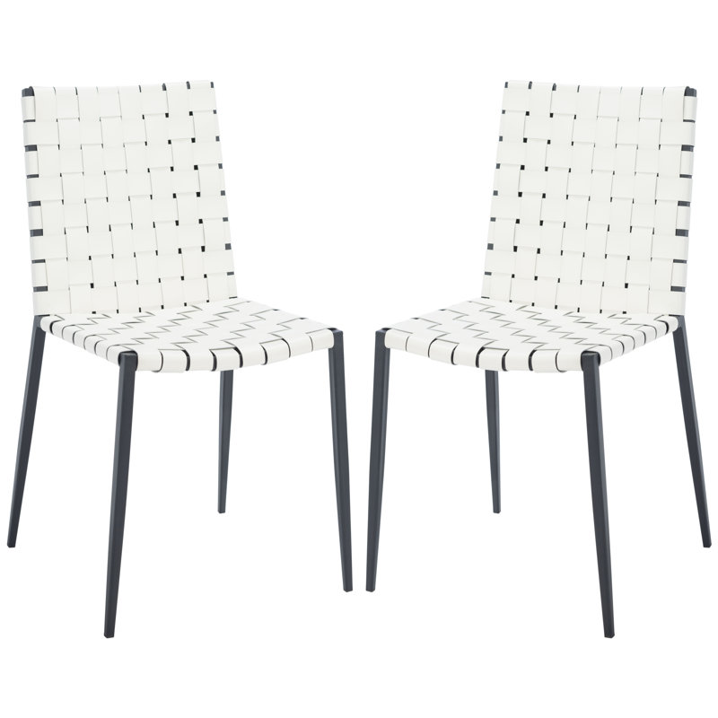 Chaise d'appoint rembourrée en cuir Brett, Noir, Blanc