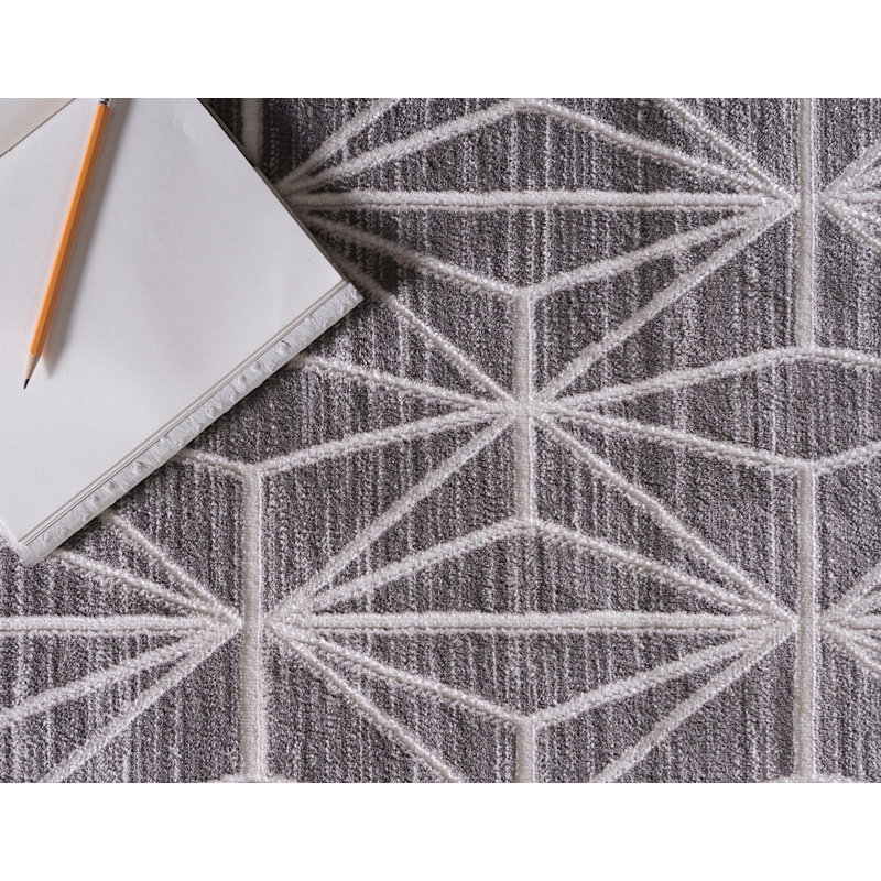 Tapis géométrique gris / beige Heights, Rectangle 8 pi x 10 pi