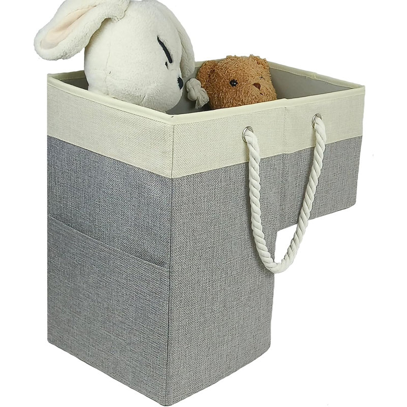Flax Foldable Stair Step Basket With Rope Handles