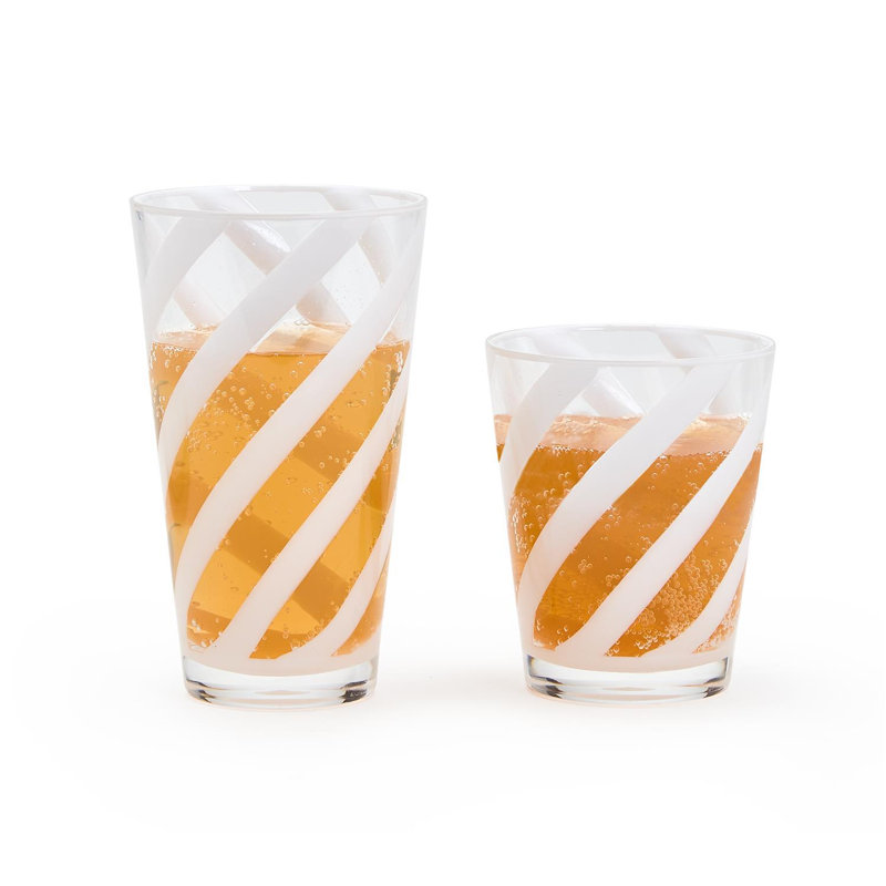 Ensemble de verres entrelacés en plastique blanc entrelacé double