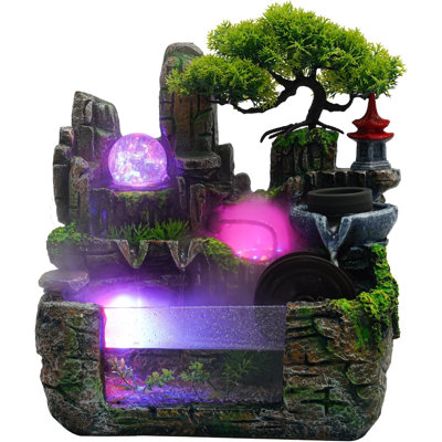 Tabletop Water Fountainrockery Tabletop Fountain Indoor Waterfall With An Atomizer Elaxation Water Feature Meditation With LED Light For Desktop Home Office Décor