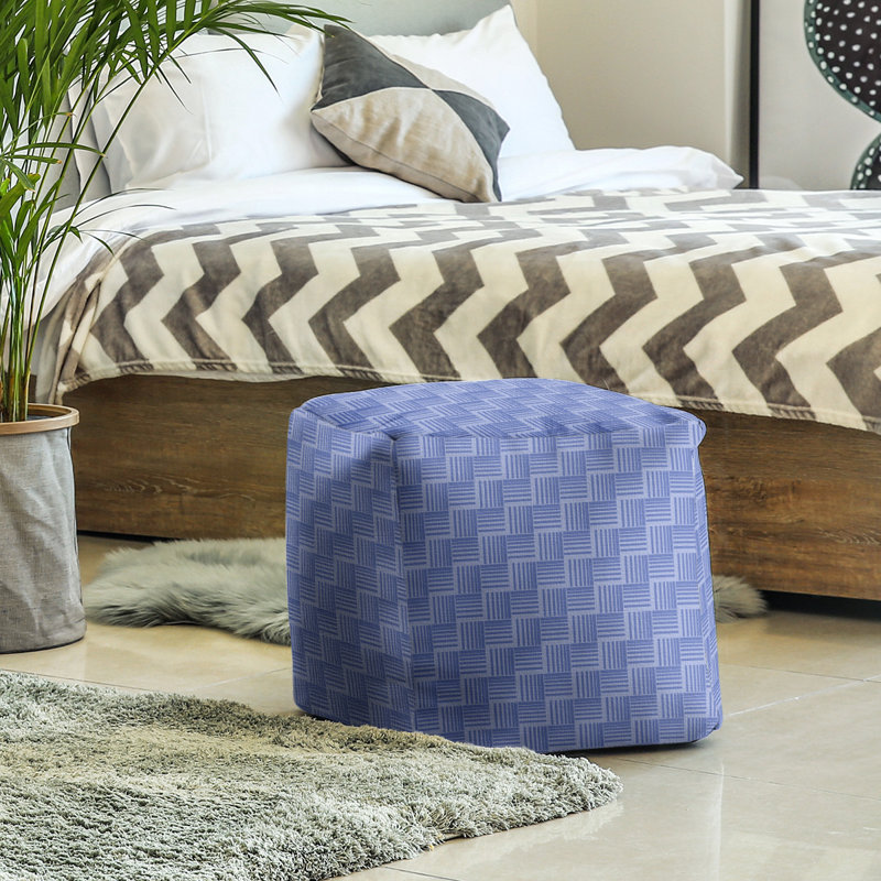 Repose-pieds cubique à rayures classic basketweave, Bleu