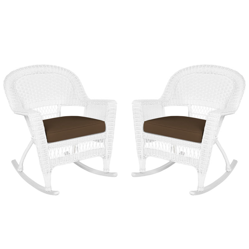 Chaise berçante en osier Raenesha, Blanc, Brun