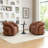 Coyle Artificial Leather Swivel Barrel Chair-350419115