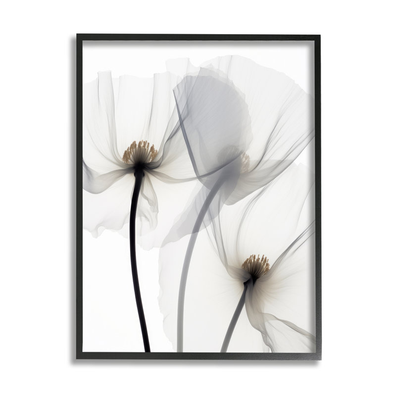 Az-479 - Coquelicots blancs modernes encadrés sur toile par Irena Orlov, H 30 po x l 24 po x P 1,5 po