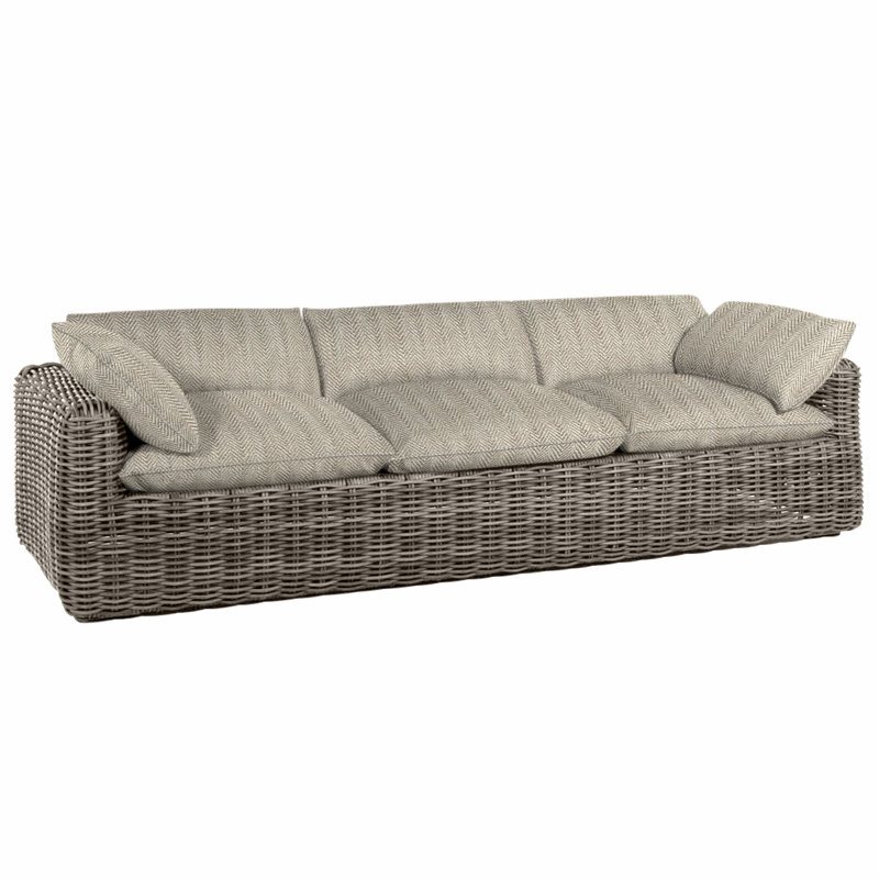 Montecito Woven Sofa - Raffia, Welt, Raffia, Herringbone Sand