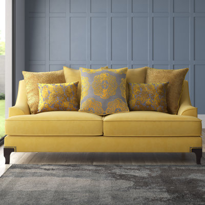 Eziya Velvet Recessed Arm Sofa