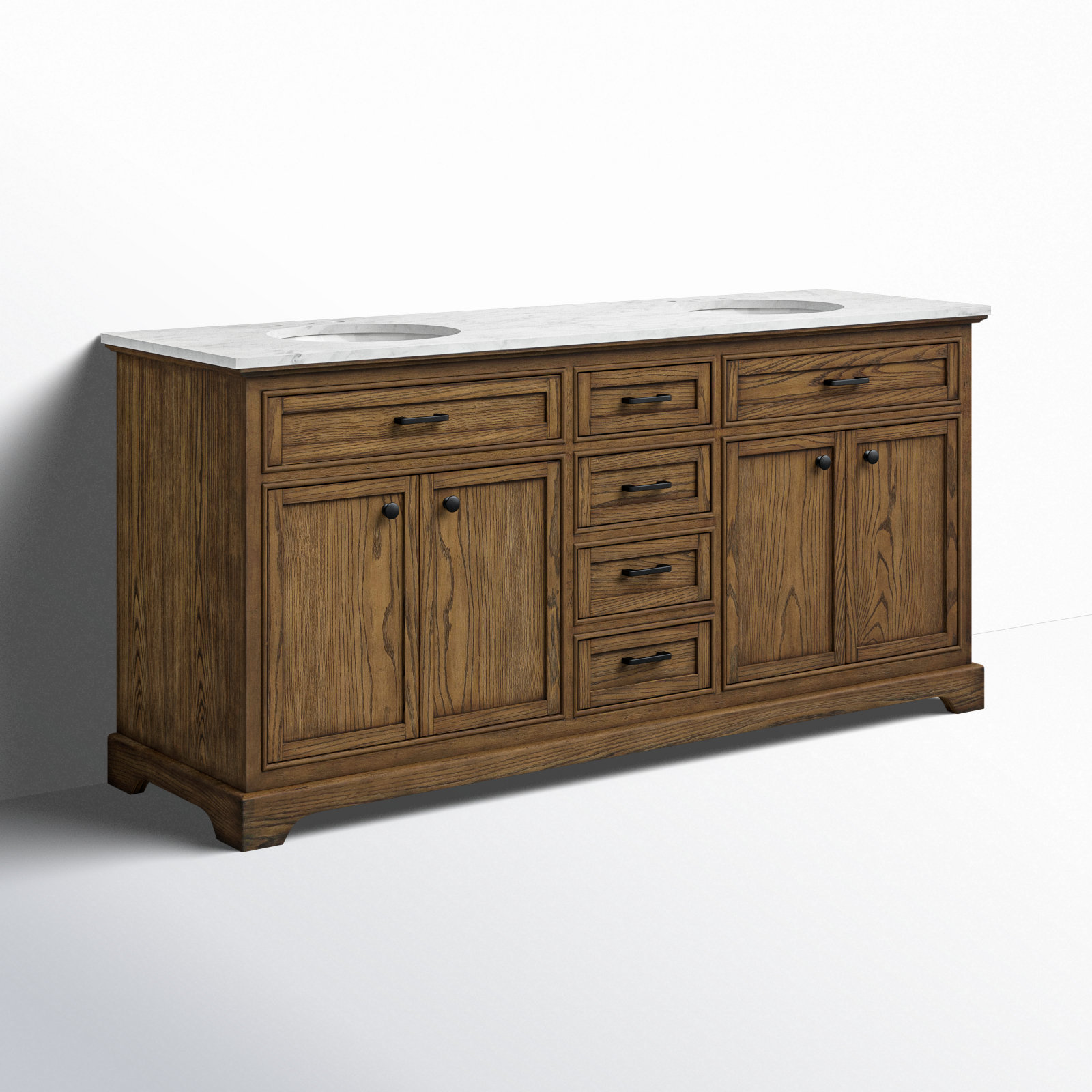 Hermes 72'' Double Bathroom Vanity, Driftwood, Carrara White