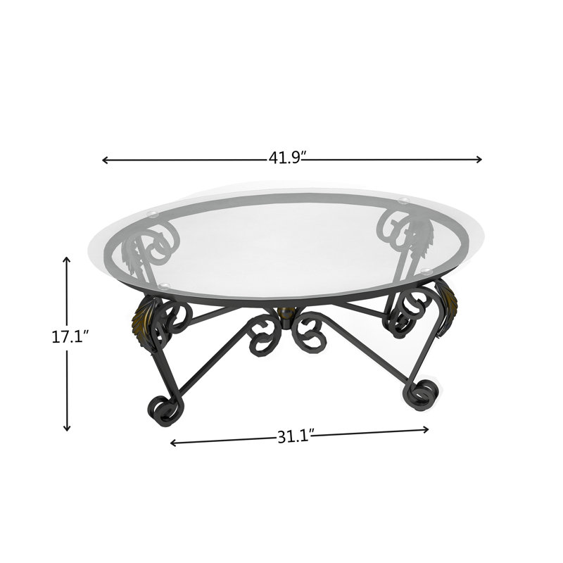 Rustic Black Tempered Glass Coffee Table Set with Metal Frame