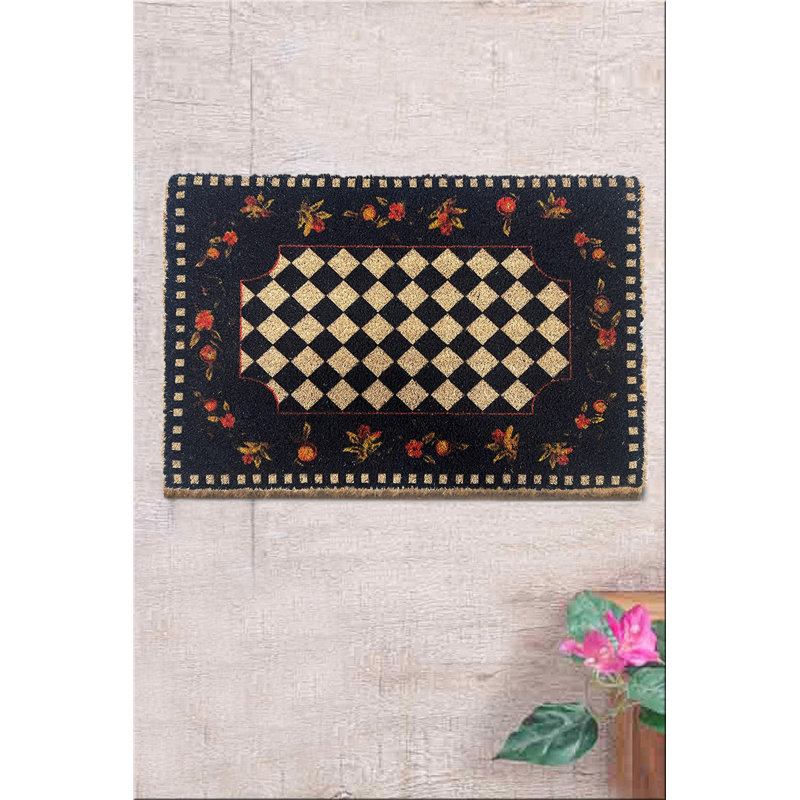 Paillasson Coco Durable, 100% coco, 15,7 po x 23,6 po | Épaisseur du dessous en PVC antidérapant: 0,8 pouce | Facile à nettoyer, lavable à la machine à 86 ° F | Parfait pour l'intérieur et l'extérieur, solution de hall d'entrée écologique et él