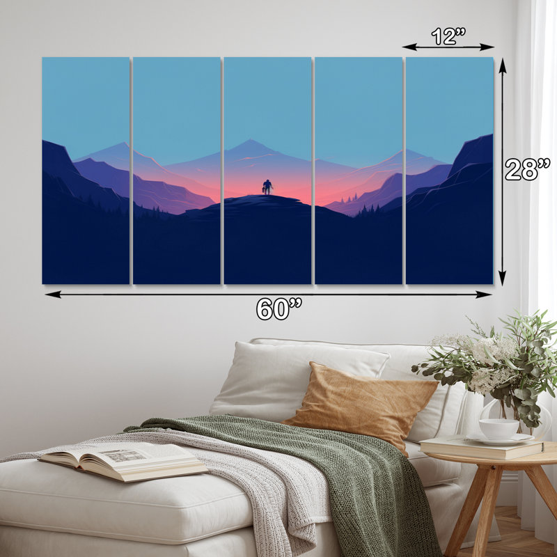 Minimalist Horizon III - Impression sur toile de formes abstraites - 5 panneaux égaux