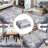 Area Rug 5x7 Washable Soft Modern Bordered Abstract Rugs Low Pile Non-Slip Foldable Throw Rug Carpet Dining Room Home (Navy Blue/Grey 5'x7')-644958995