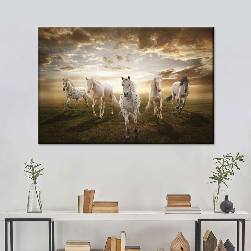 «Dramatic White Horses», reproduction sur toile tendue, H 30 po x l 45 po x P 1,25 po